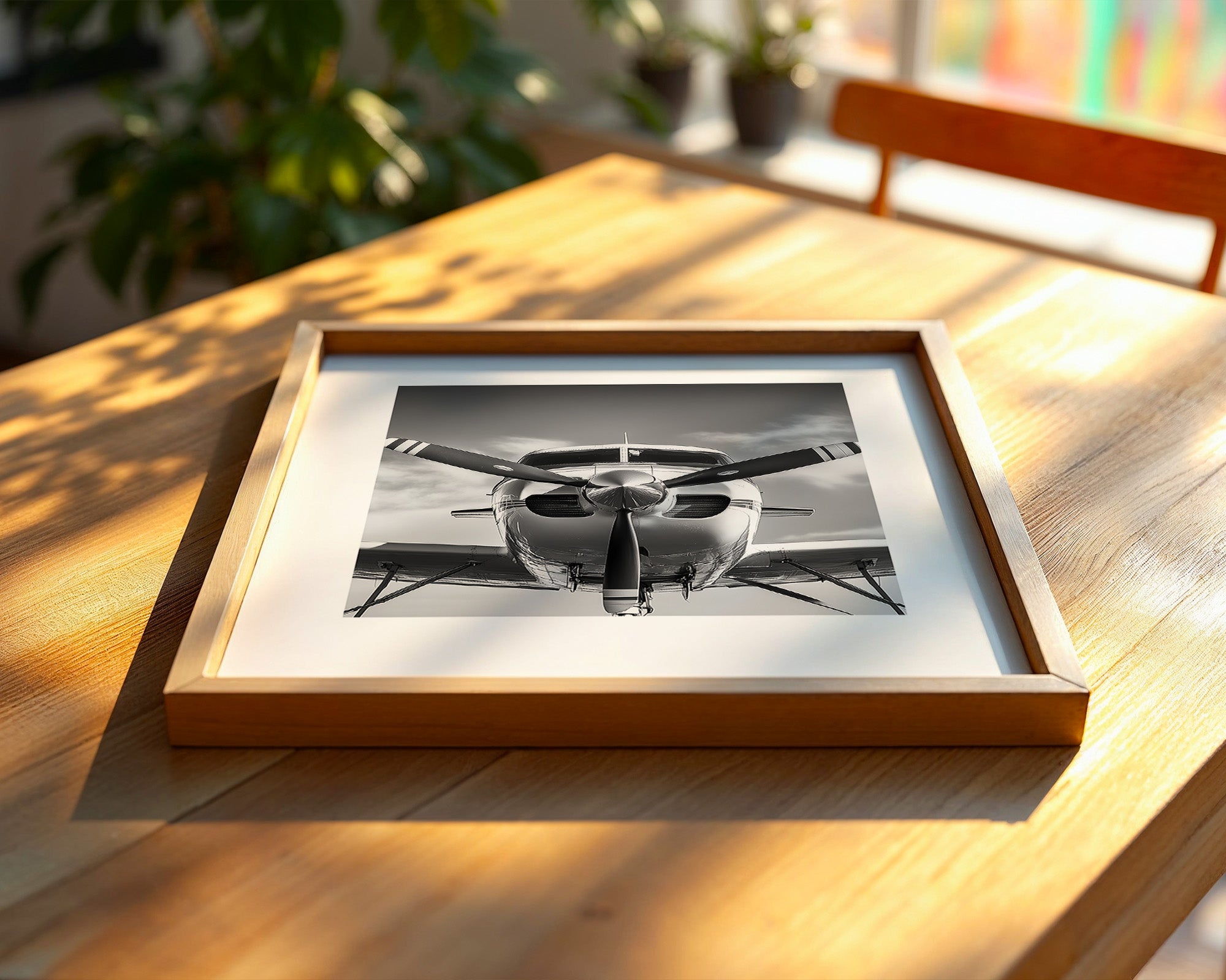 Flugzeug Propeller Frontalansicht S/W