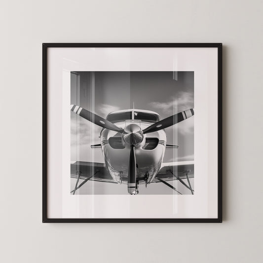 Flugzeug Propeller Frontalansicht S/W