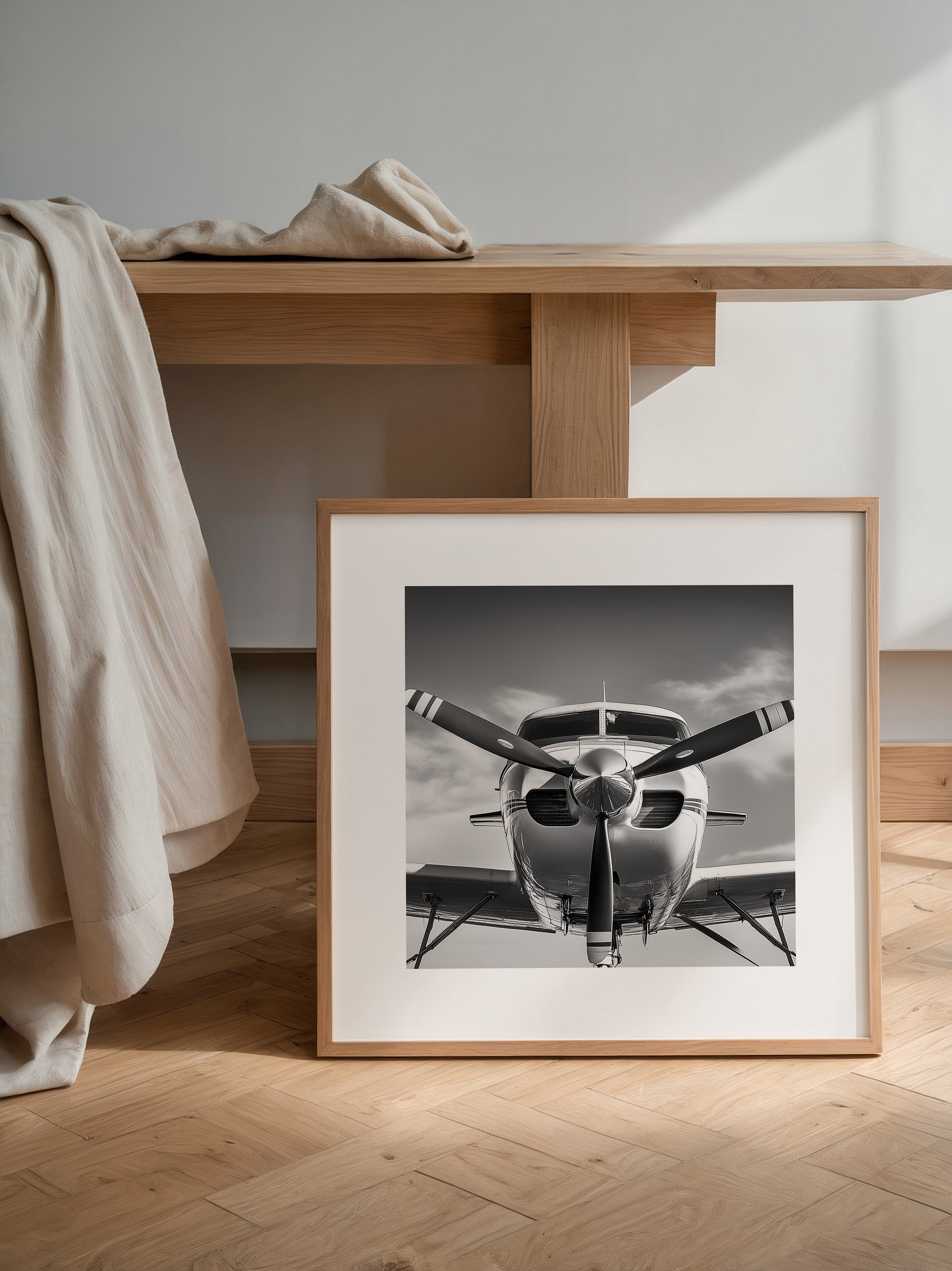 Flugzeug Propeller Frontalansicht S/W