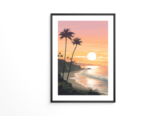 Palmen Küste Sonnenuntergang pastell