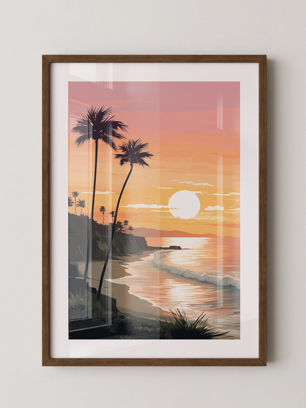 Palmen Küste Sonnenuntergang pastell