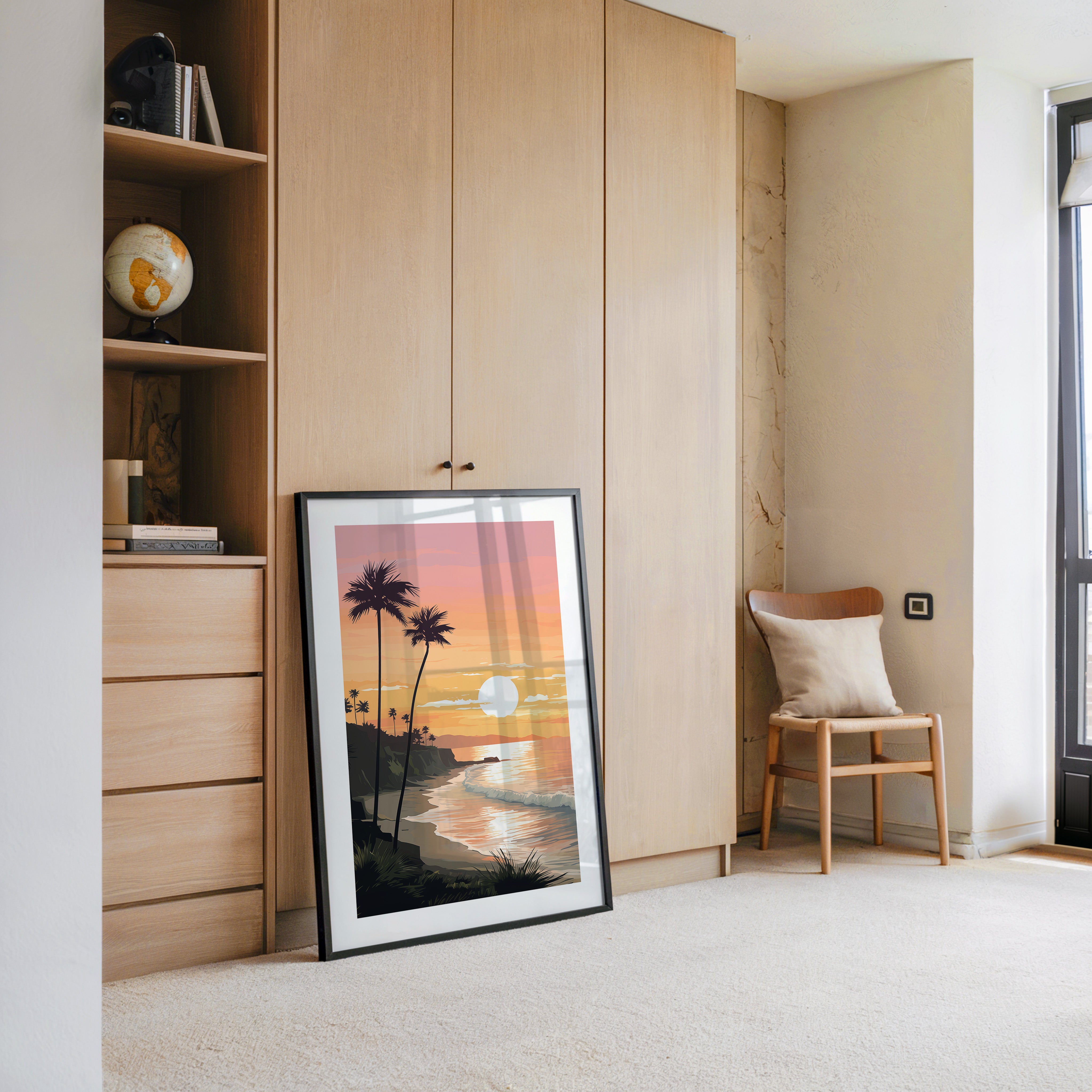 Palmen Küste Sonnenuntergang pastell