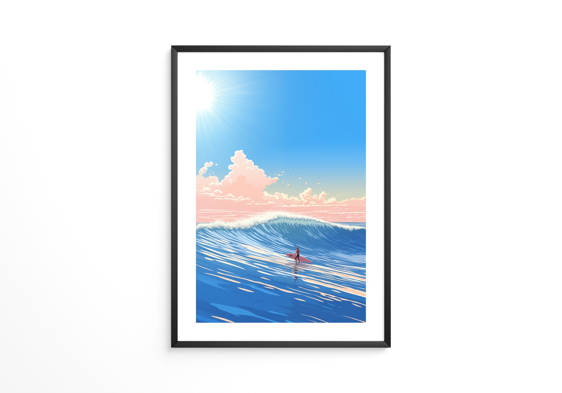Surfer Welle pastellfarben