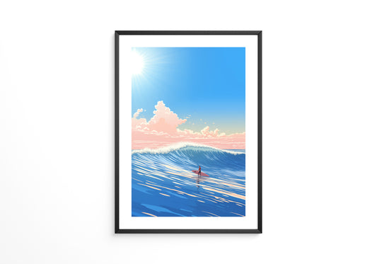 Surfer Welle pastellfarben
