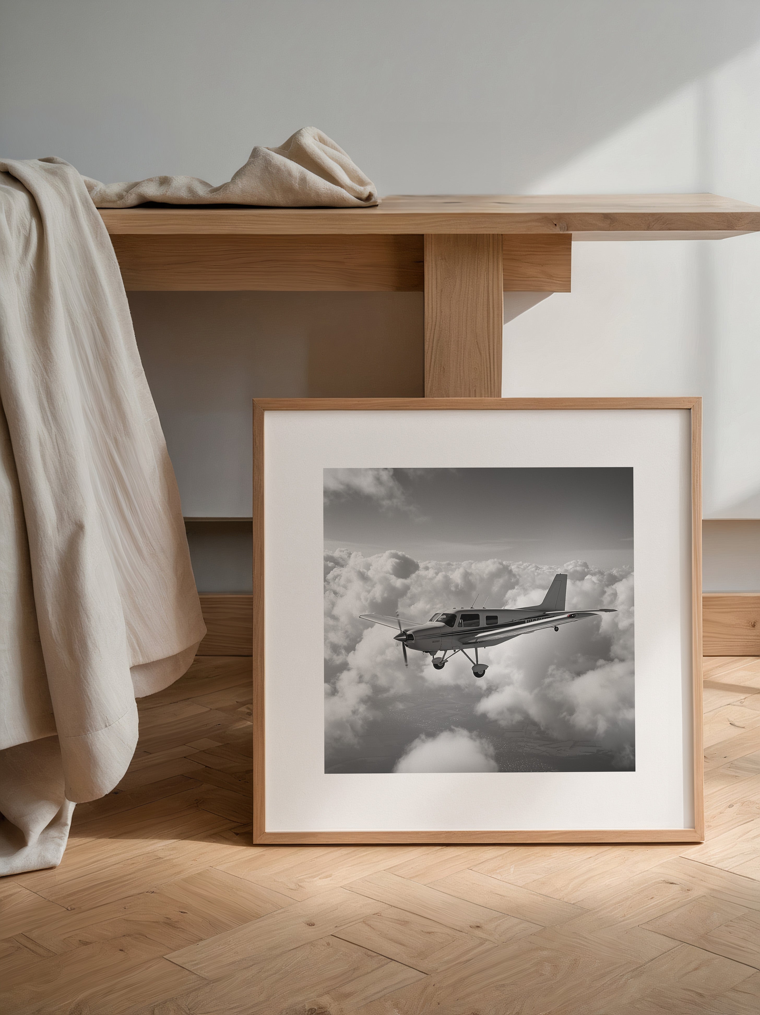 Flugzeug Wolken Schwarzweiß