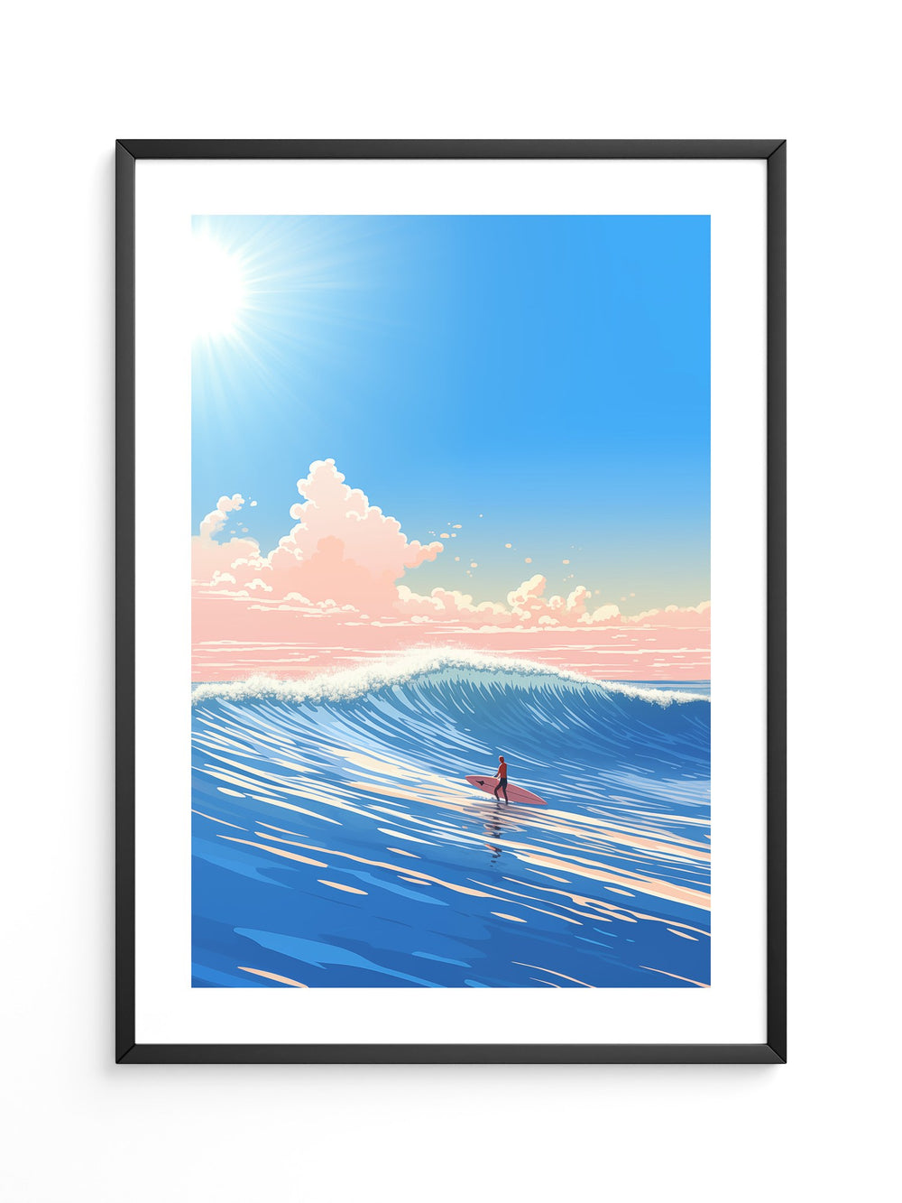 Surfer Welle pastellfarben