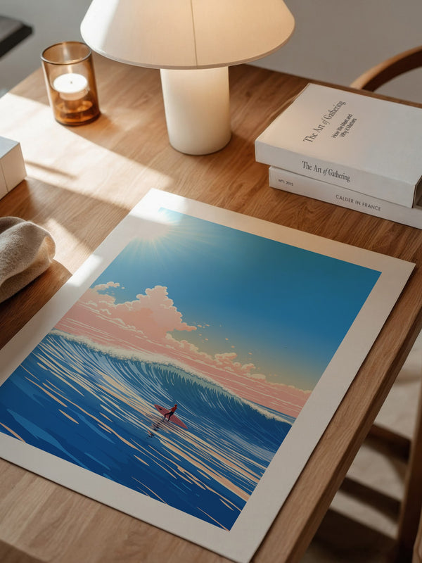 Surfer Welle pastellfarben