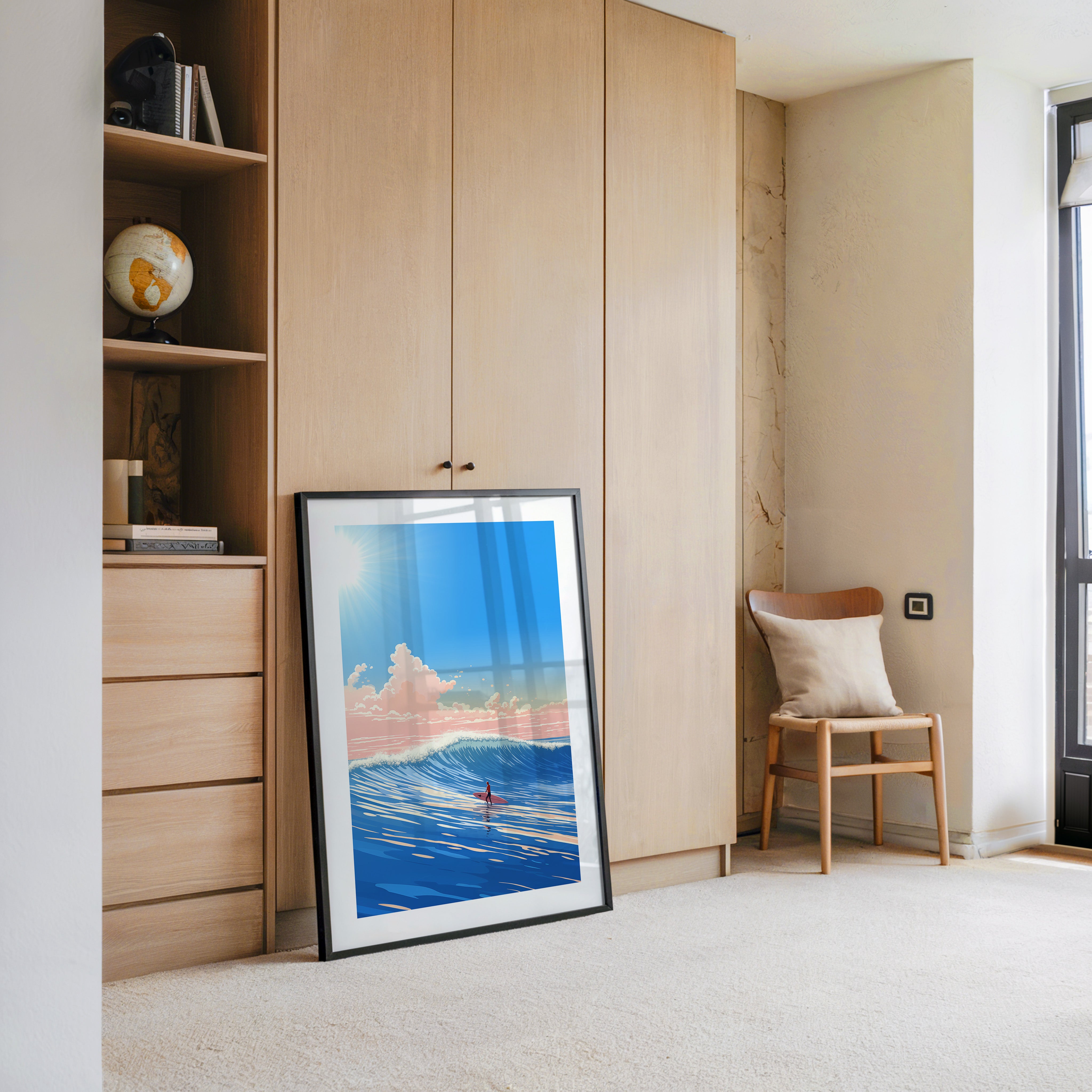 Surfer Welle pastellfarben