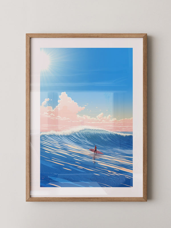 Surfer Welle pastellfarben