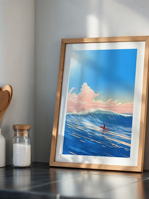 Surfer Welle pastellfarben