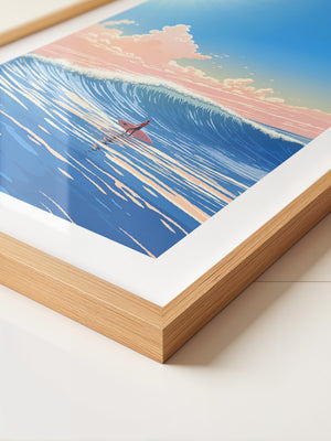 Surfer Welle pastellfarben