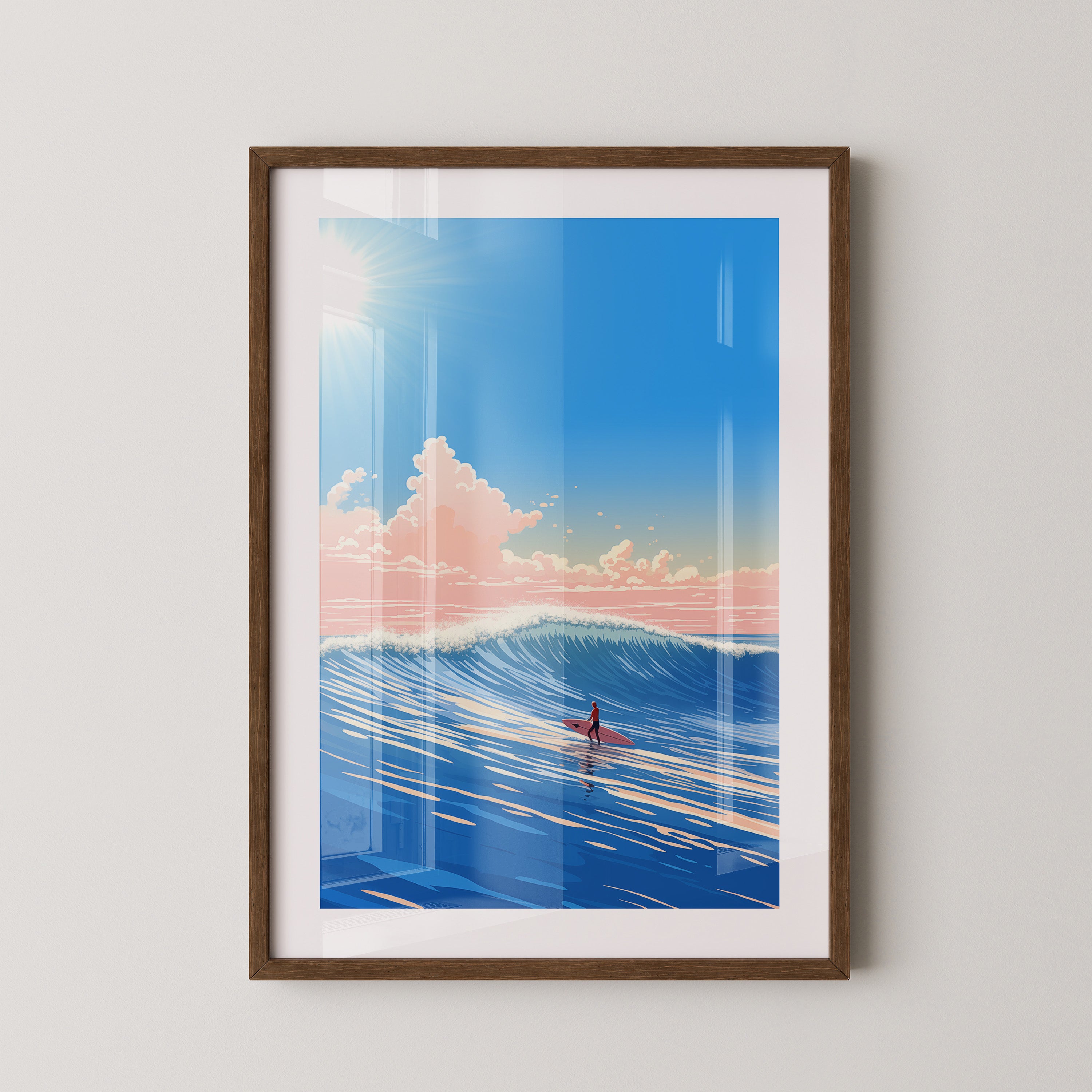 Surfer Welle pastellfarben