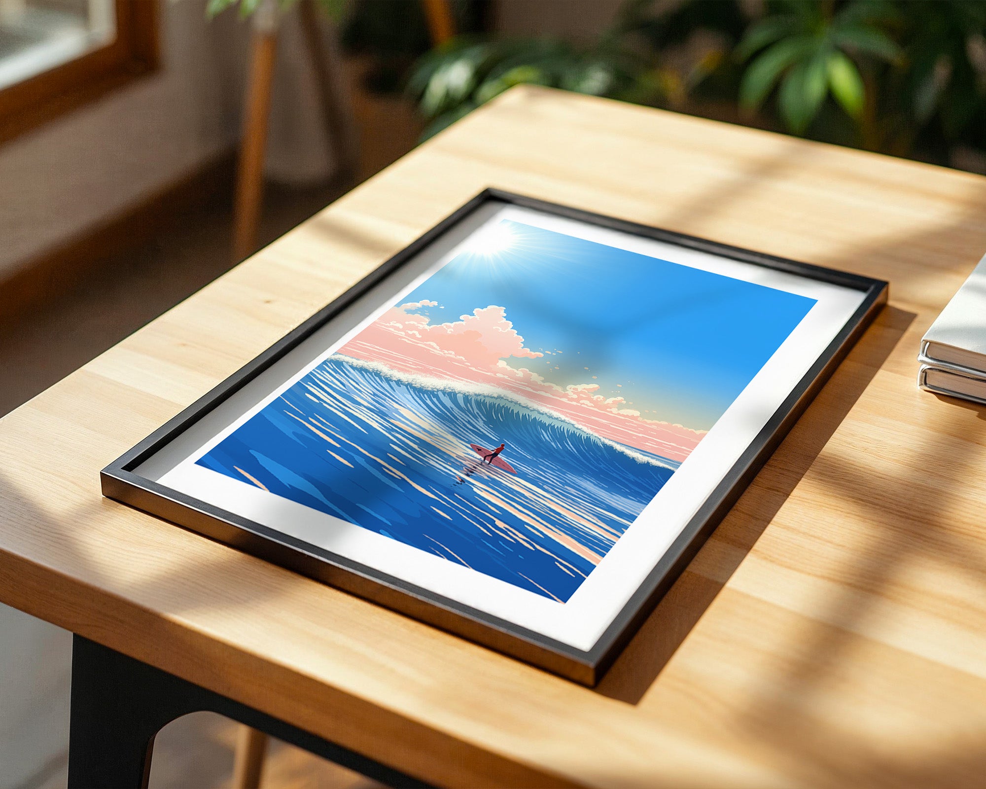 Surfer Welle pastellfarben