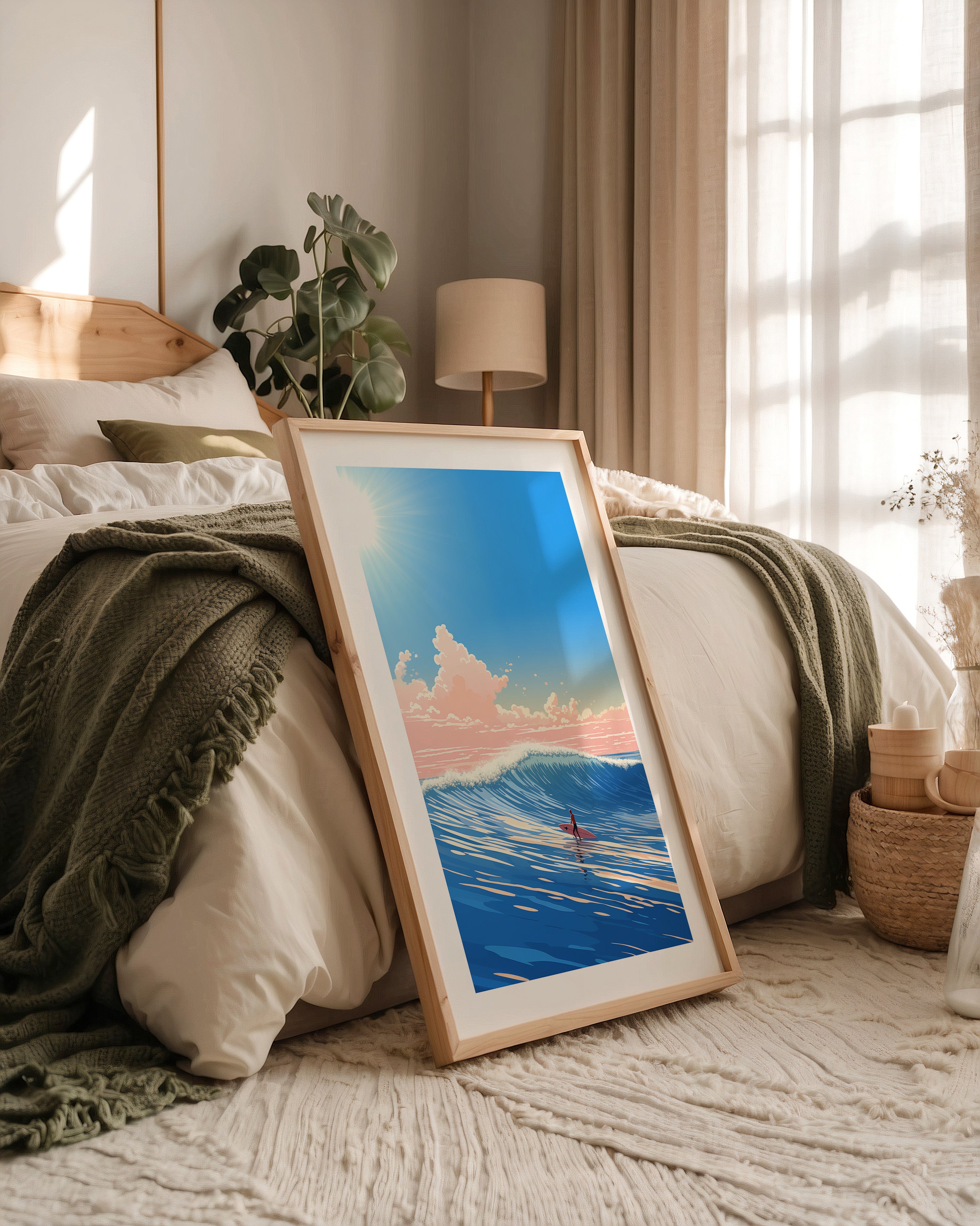 Surfer Welle pastellfarben