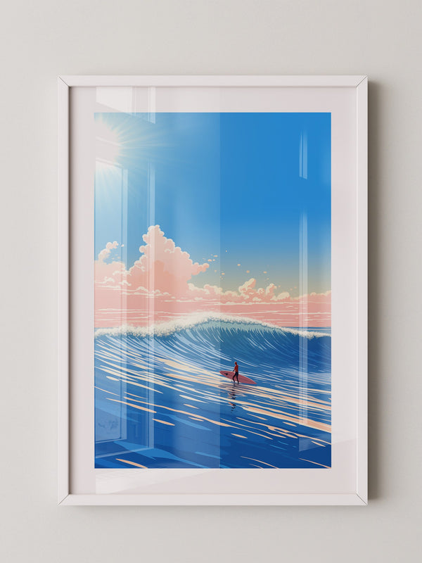 Surfer Welle pastellfarben