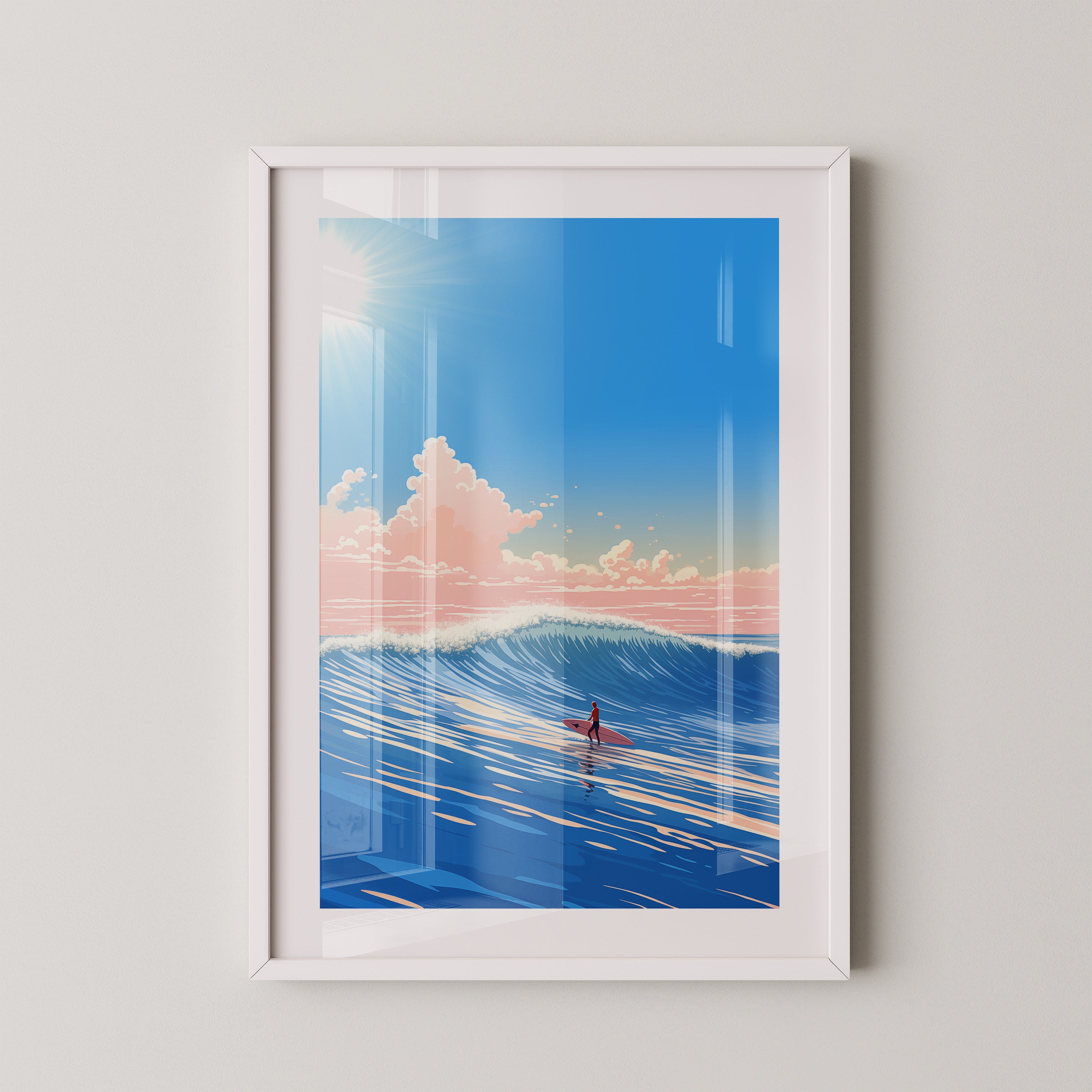 Surfer Welle pastellfarben