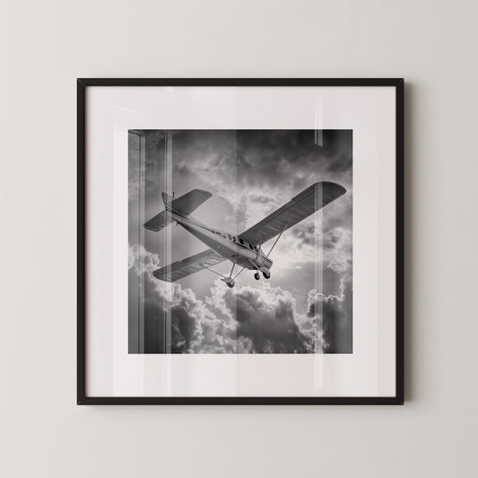 Flugzeug Wolken Himmel S/W