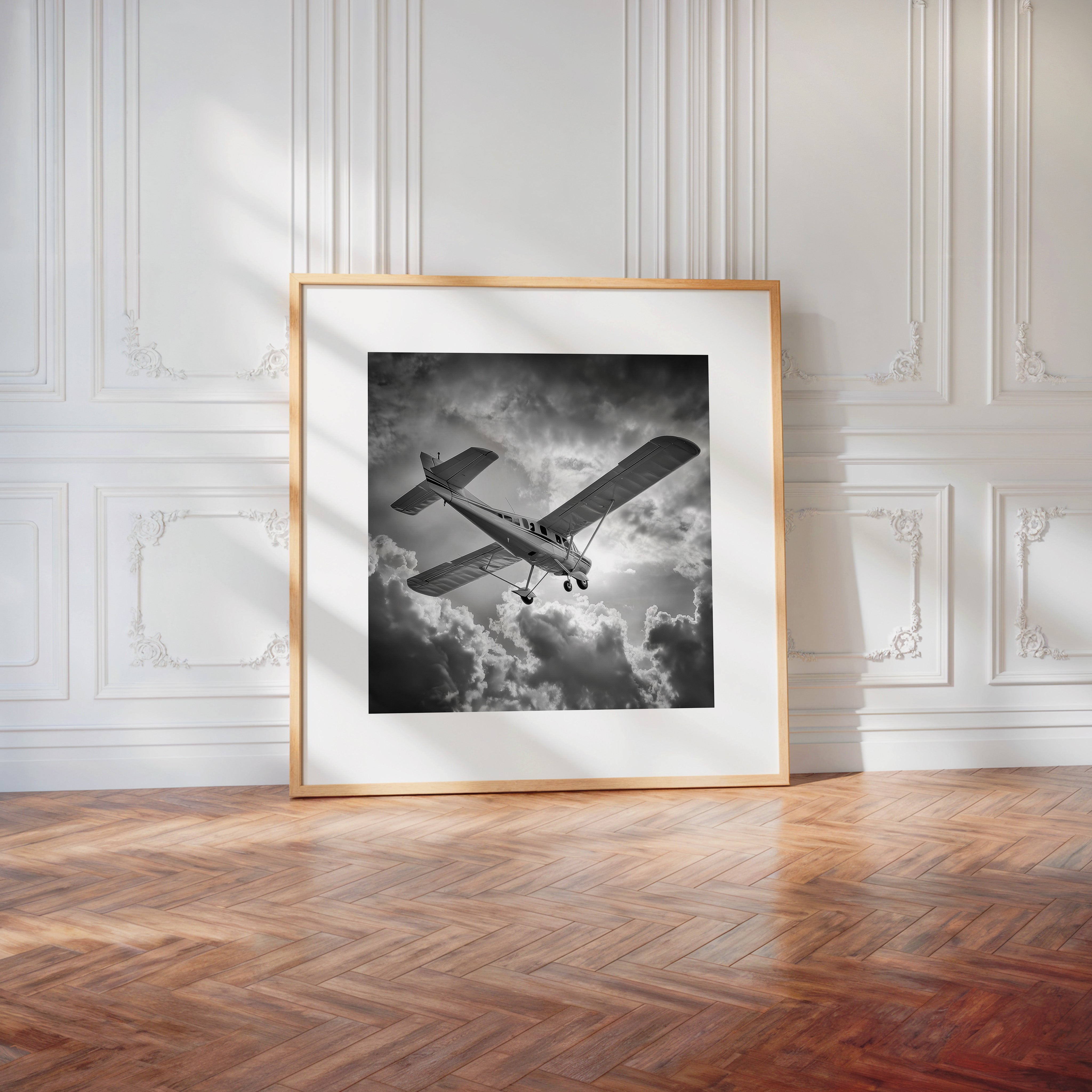 Flugzeug Wolken Himmel S/W