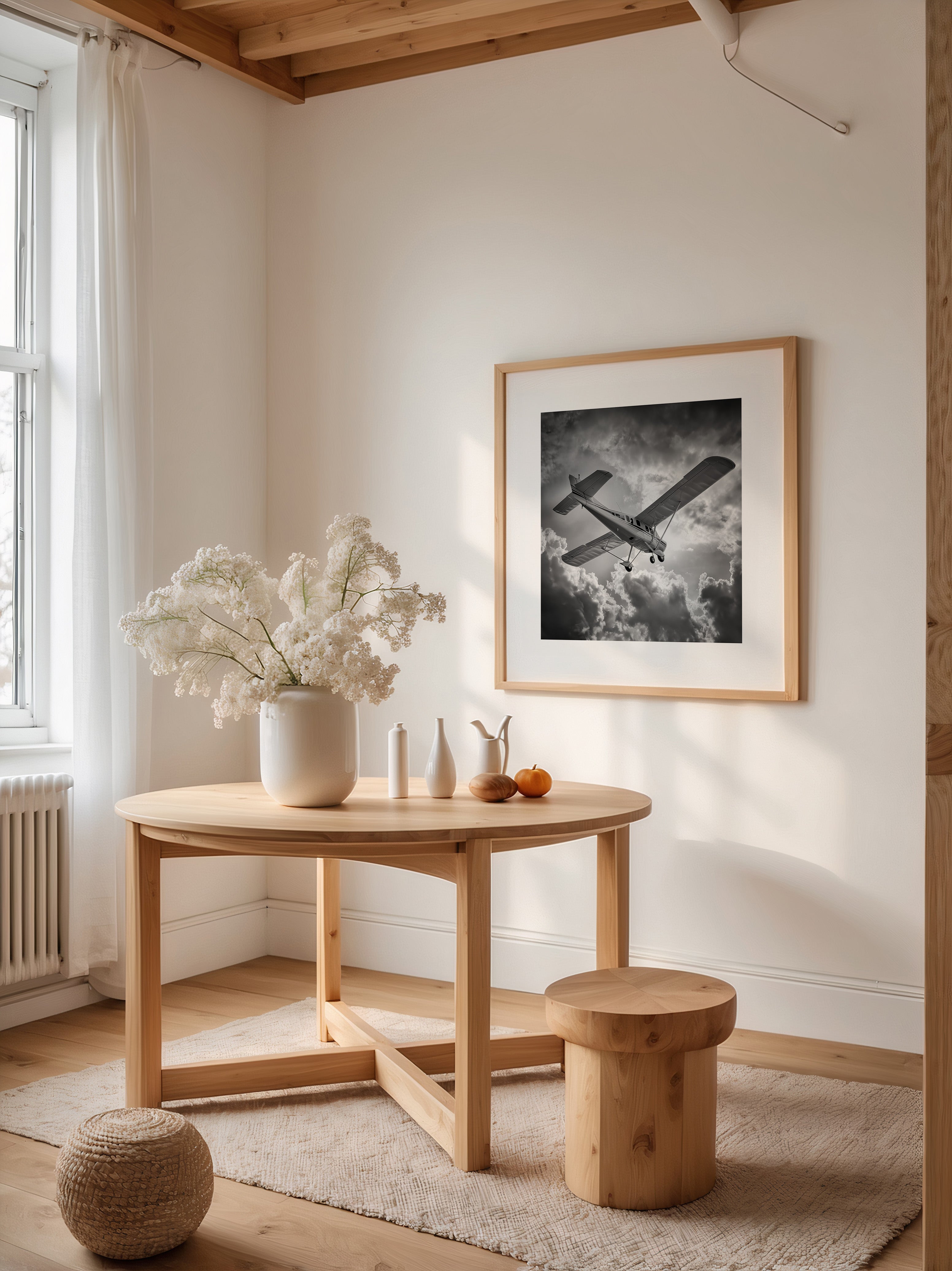 Flugzeug Wolken Himmel S/W