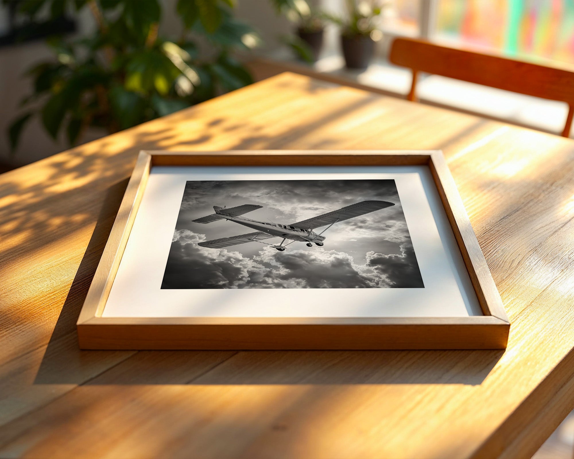 Flugzeug Wolken Himmel S/W