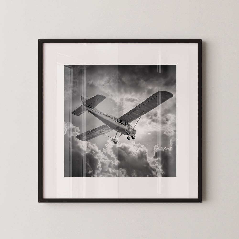 Flugzeug Wolken Himmel S/W
