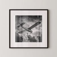 Flugzeug Wolken Himmel S/W