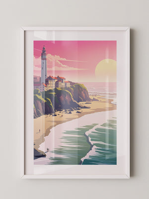 Leuchtturm Meer Sonnenuntergang Pastell