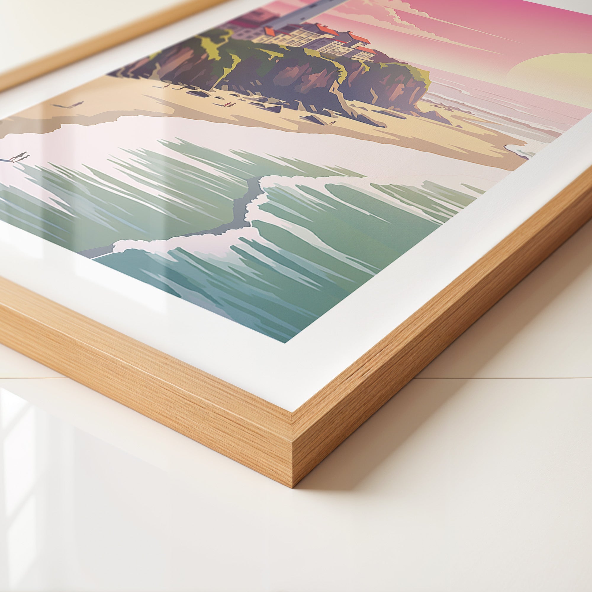 Leuchtturm Meer Sonnenuntergang Pastell