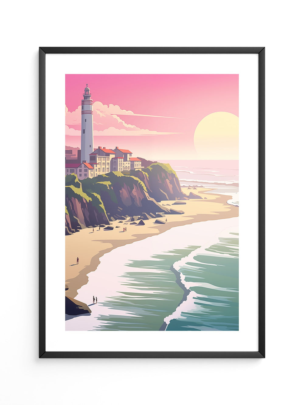 Leuchtturm Meer Sonnenuntergang Pastell