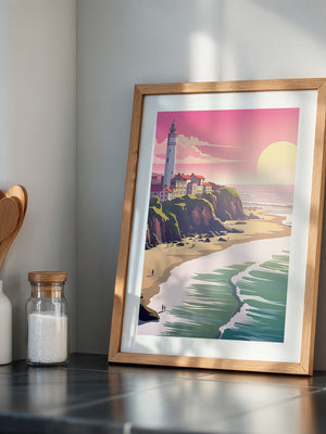 Leuchtturm Meer Sonnenuntergang Pastell