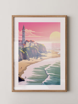 Leuchtturm Meer Sonnenuntergang Pastell