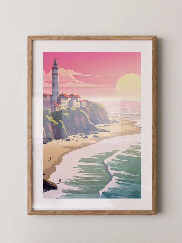 Leuchtturm Meer Sonnenuntergang Pastell
