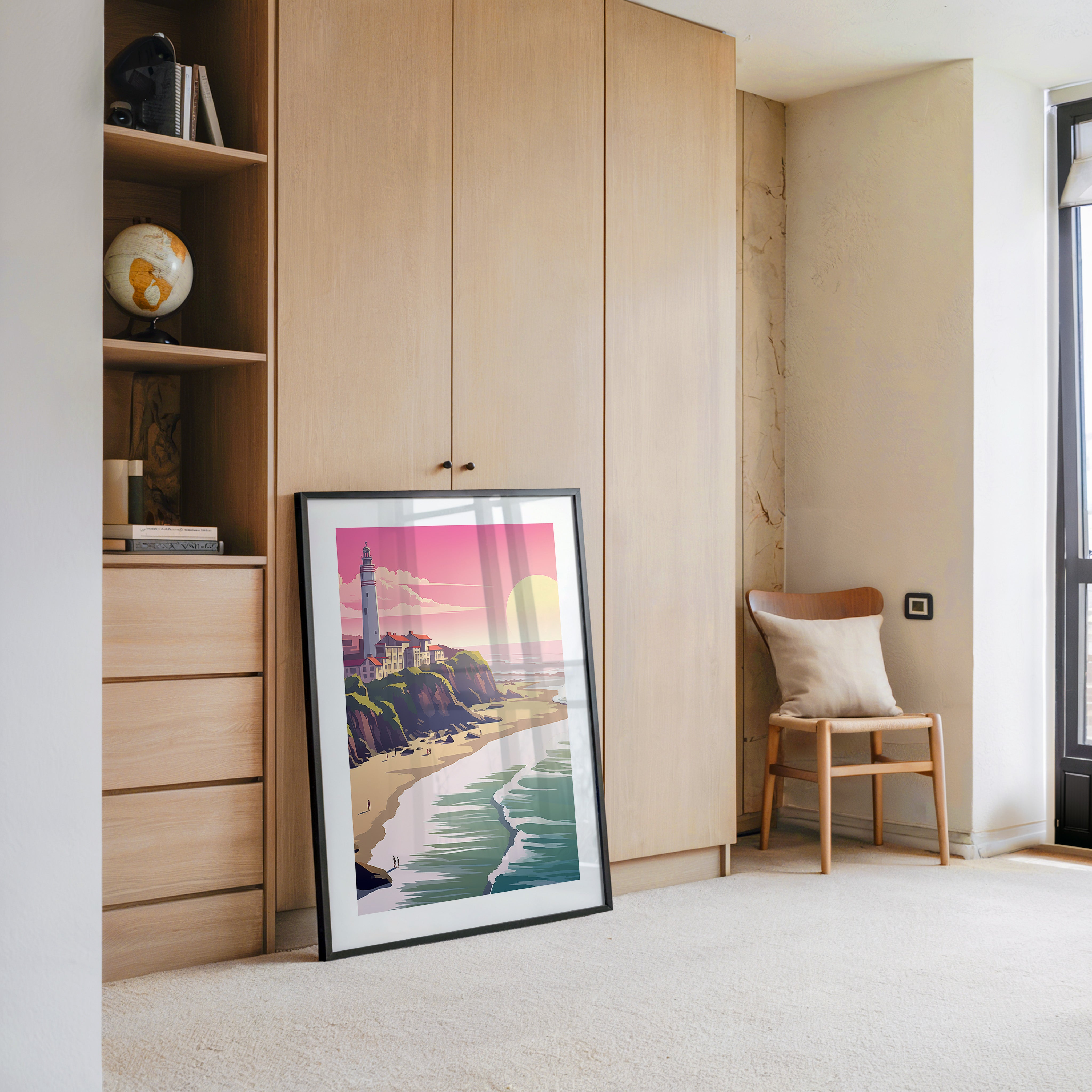 Leuchtturm Meer Sonnenuntergang Pastell