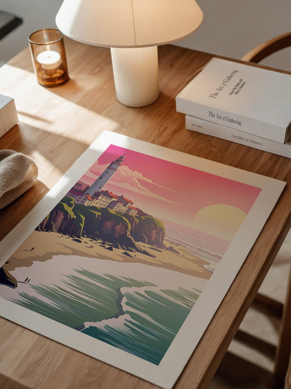 Leuchtturm Meer Sonnenuntergang Pastell