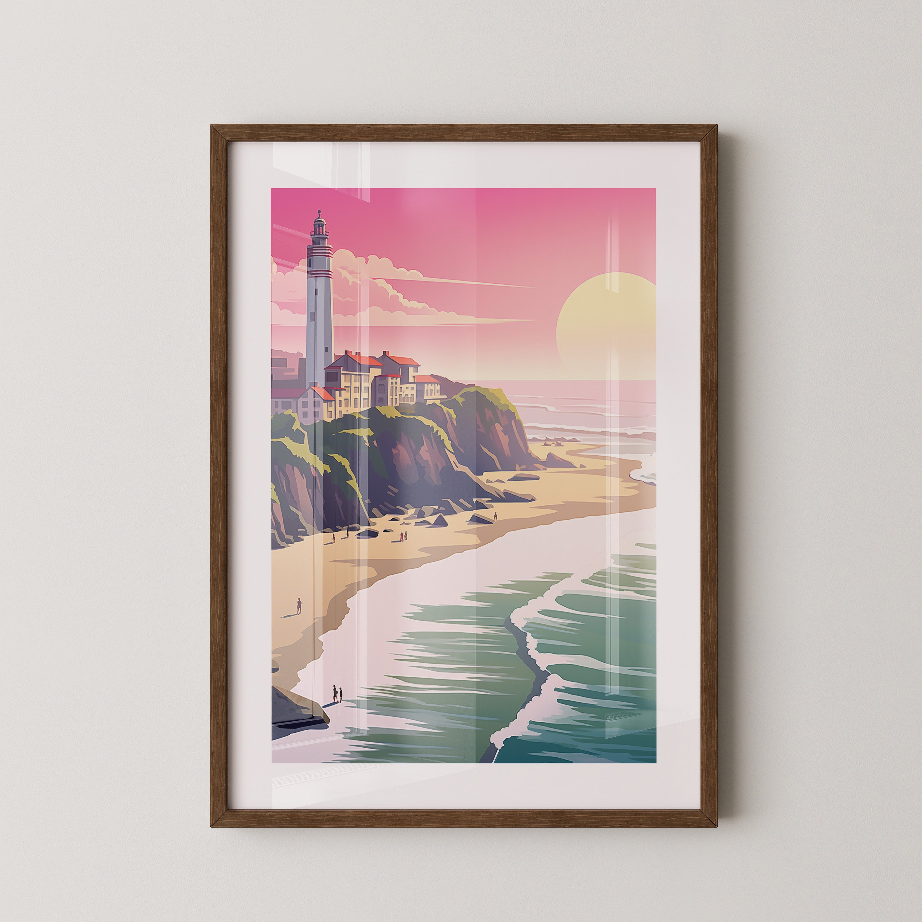 Leuchtturm Meer Sonnenuntergang Pastell