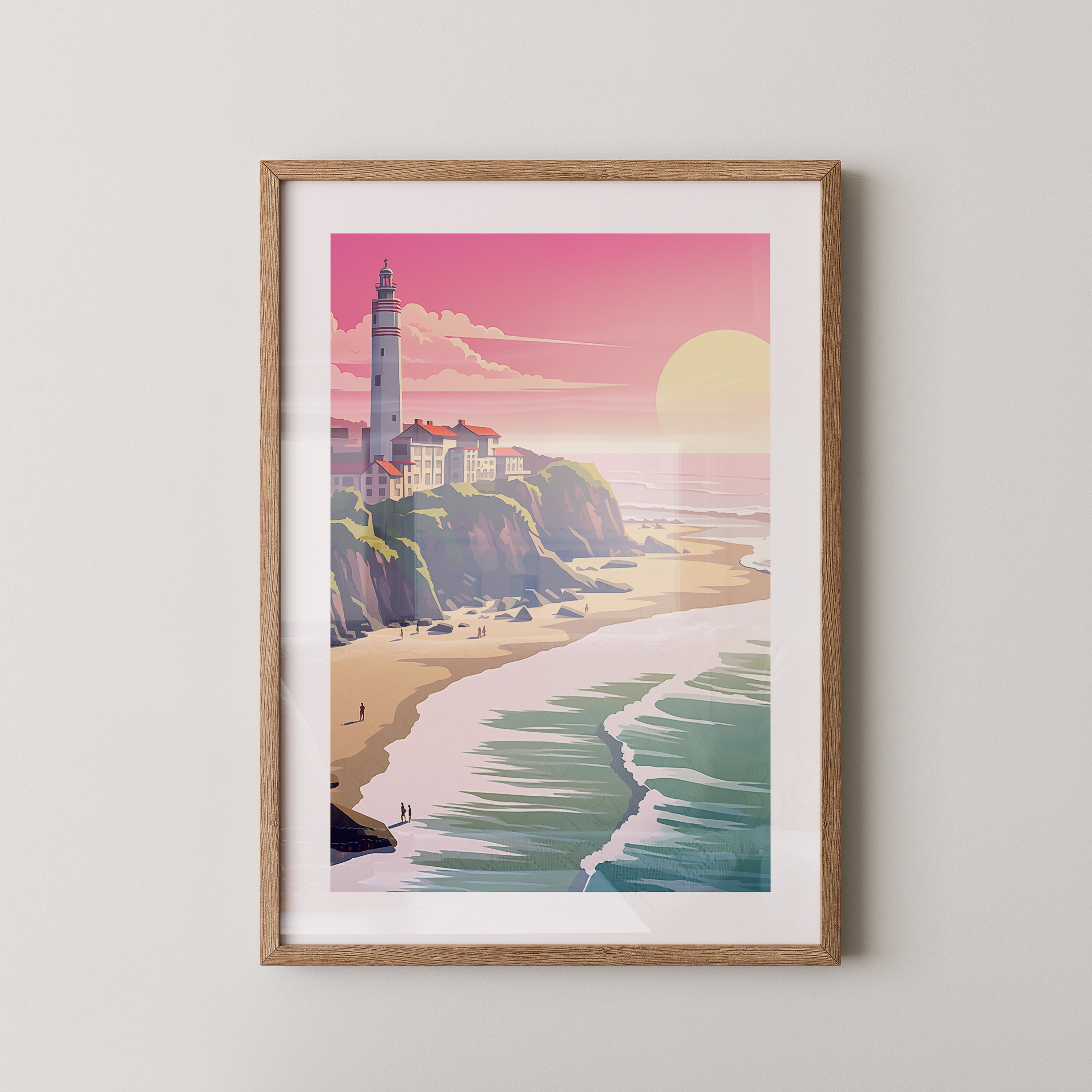 Leuchtturm Meer Sonnenuntergang Pastell