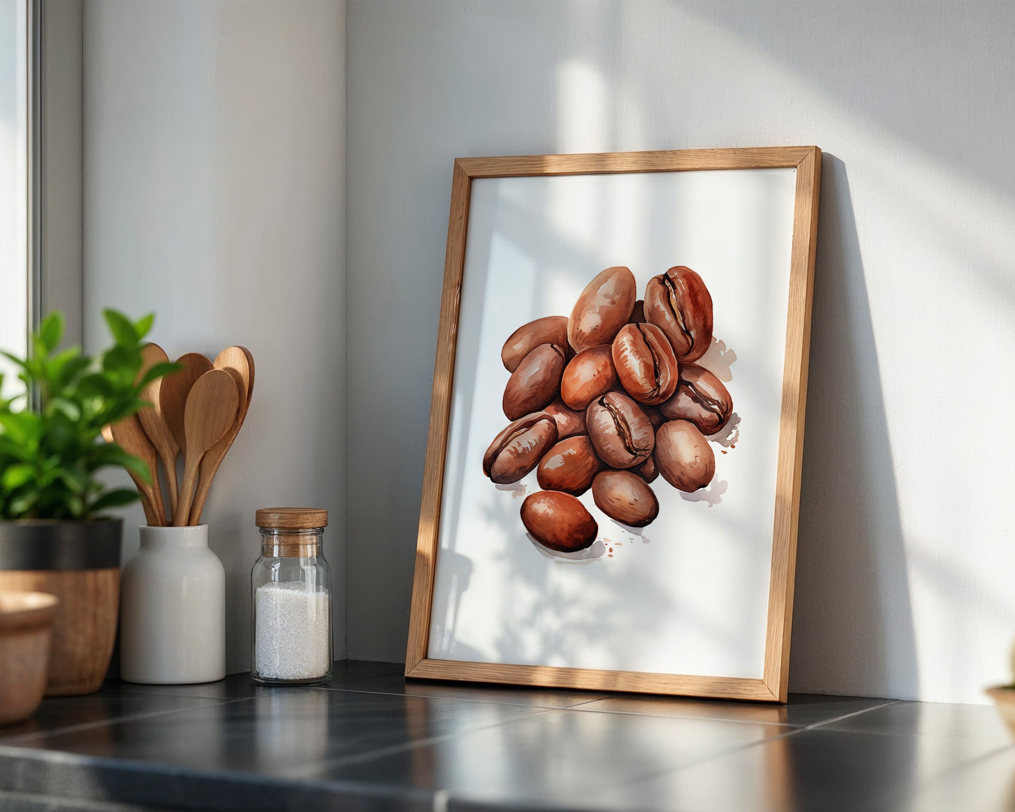 Kaffeebohnen Aquarell Braun