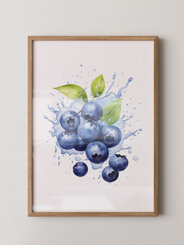 Blaubeeren Splash Aquarell