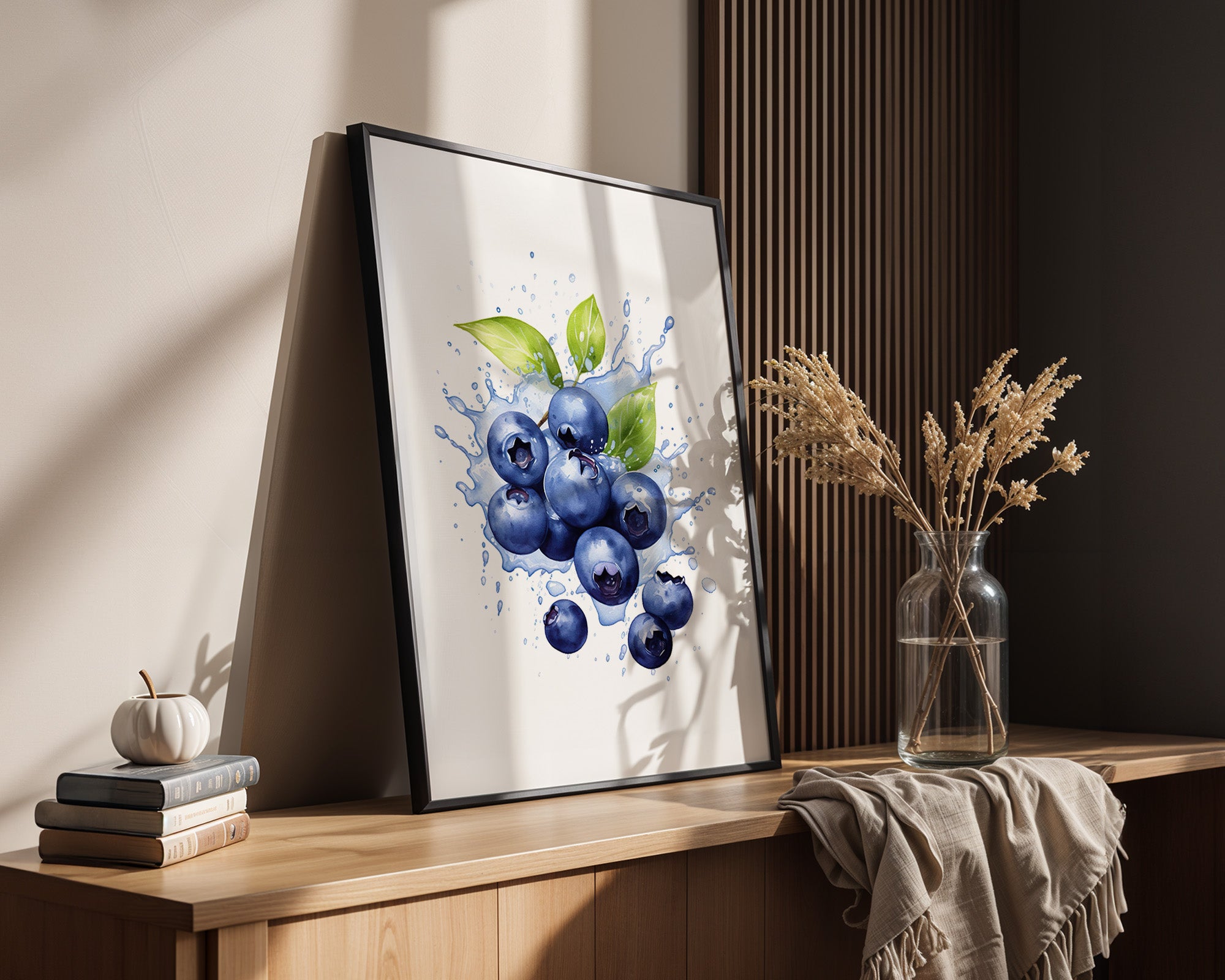 Blaubeeren Splash Aquarell