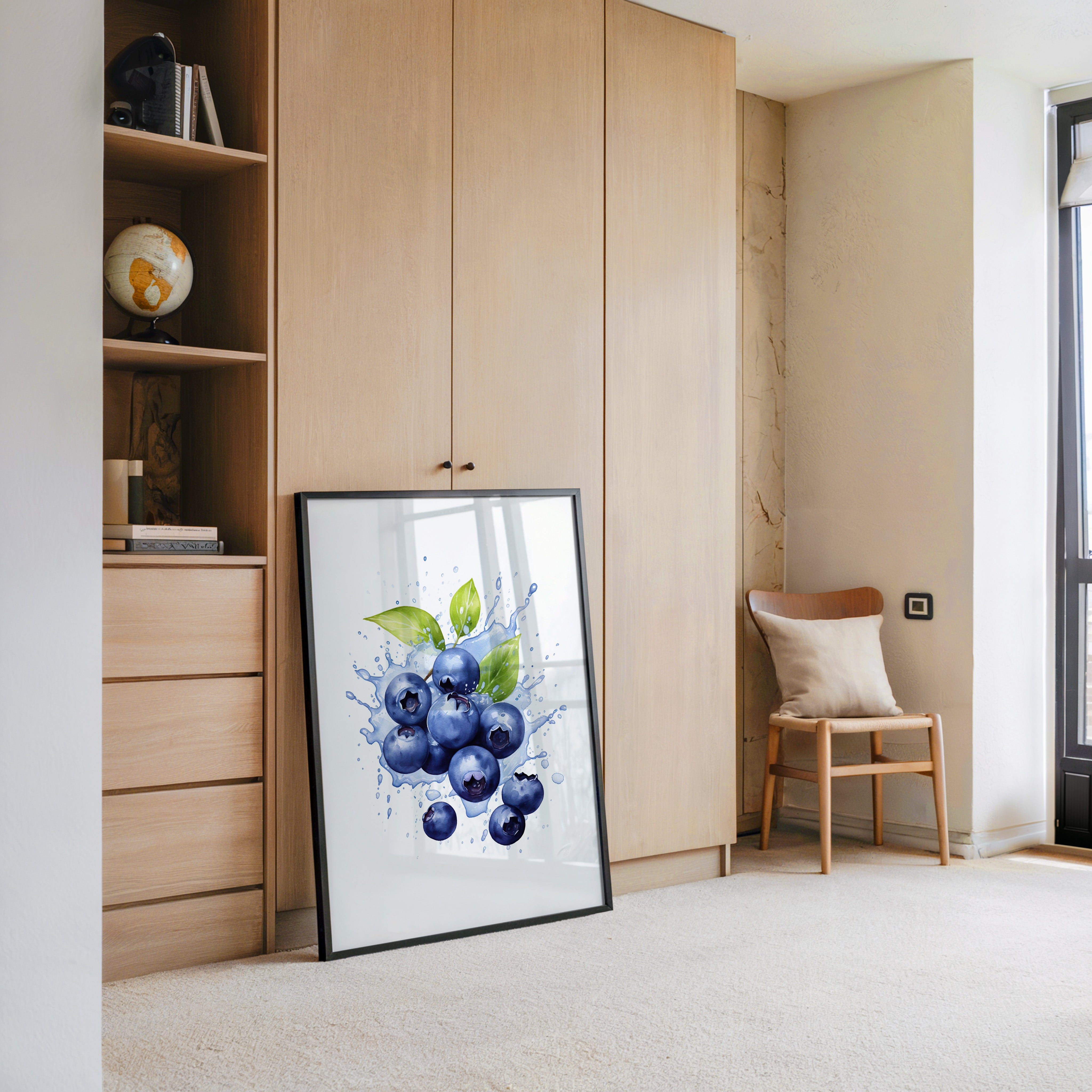 Blaubeeren Splash Aquarell