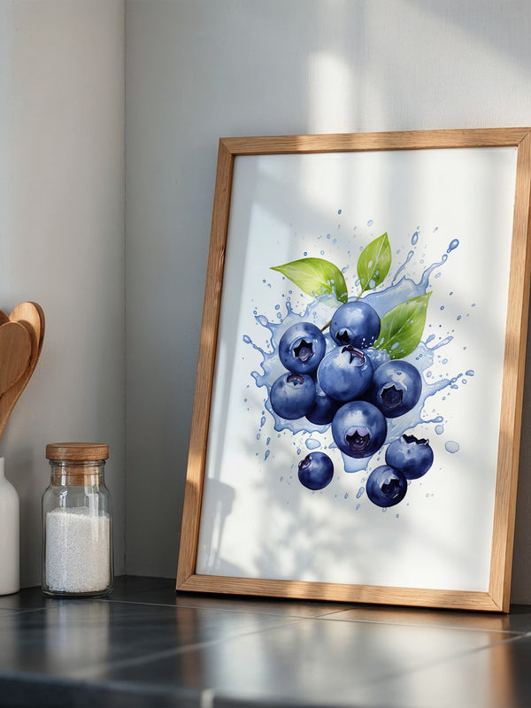 Blaubeeren Splash Aquarell