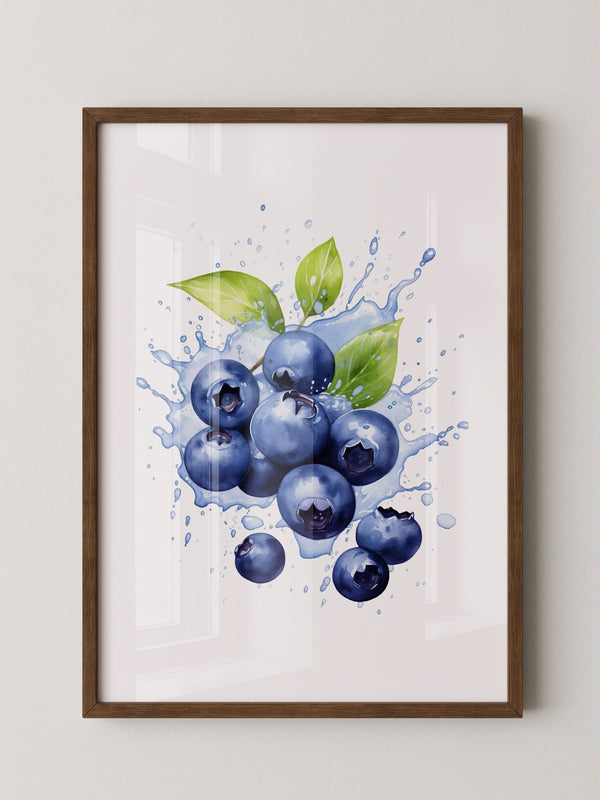 Blaubeeren Splash Aquarell