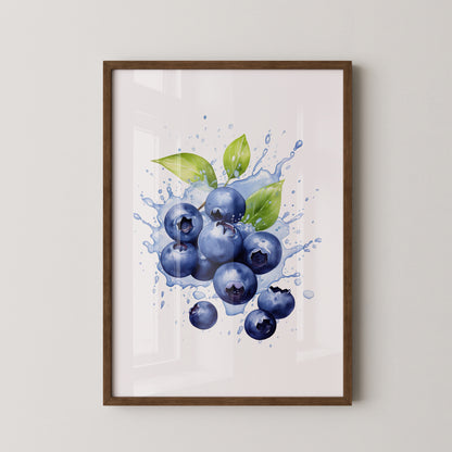 Blaubeeren Splash Aquarell