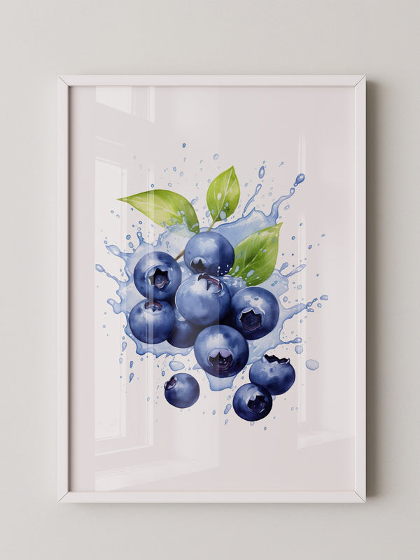 Blaubeeren Splash Aquarell