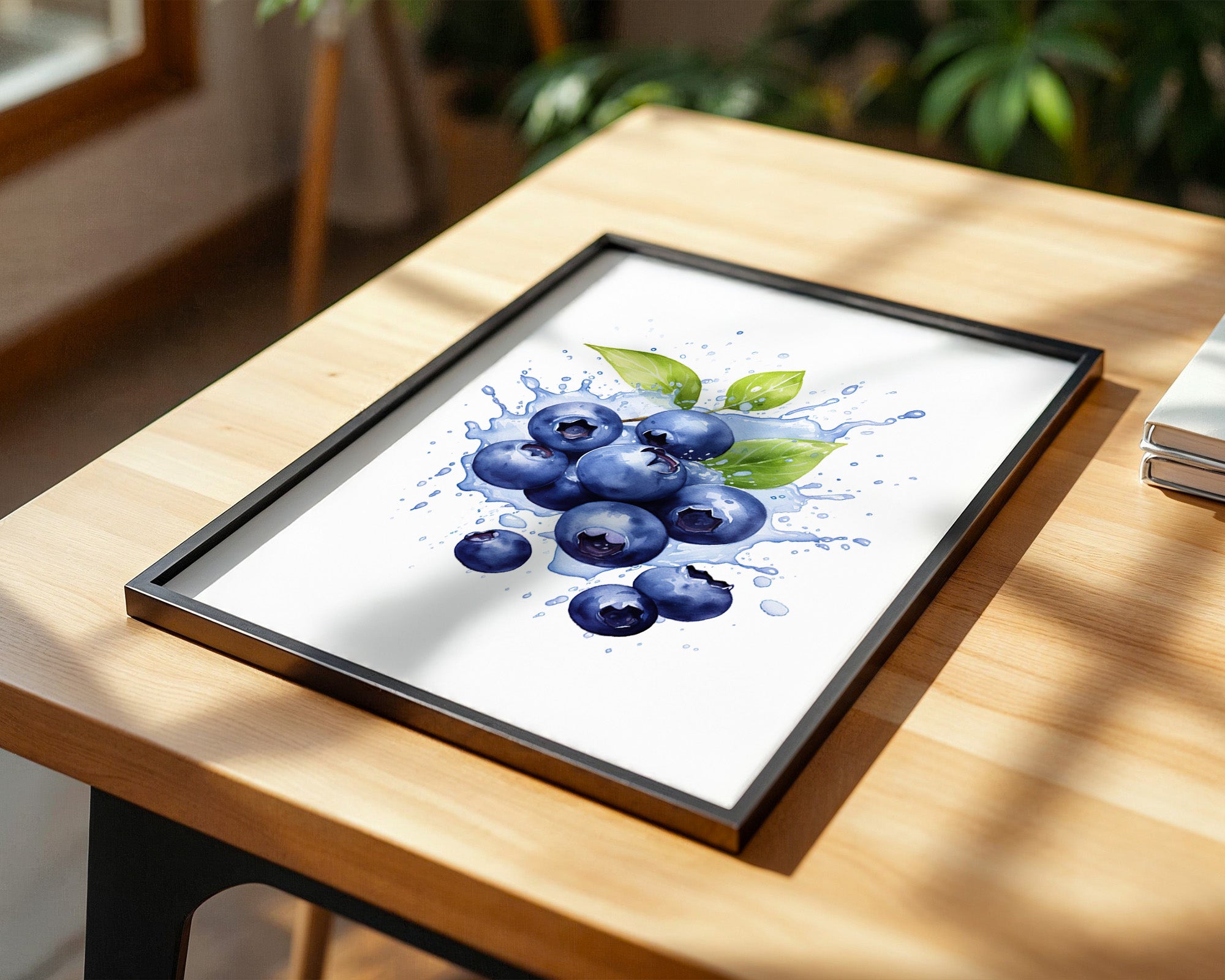 Blaubeeren Splash Aquarell