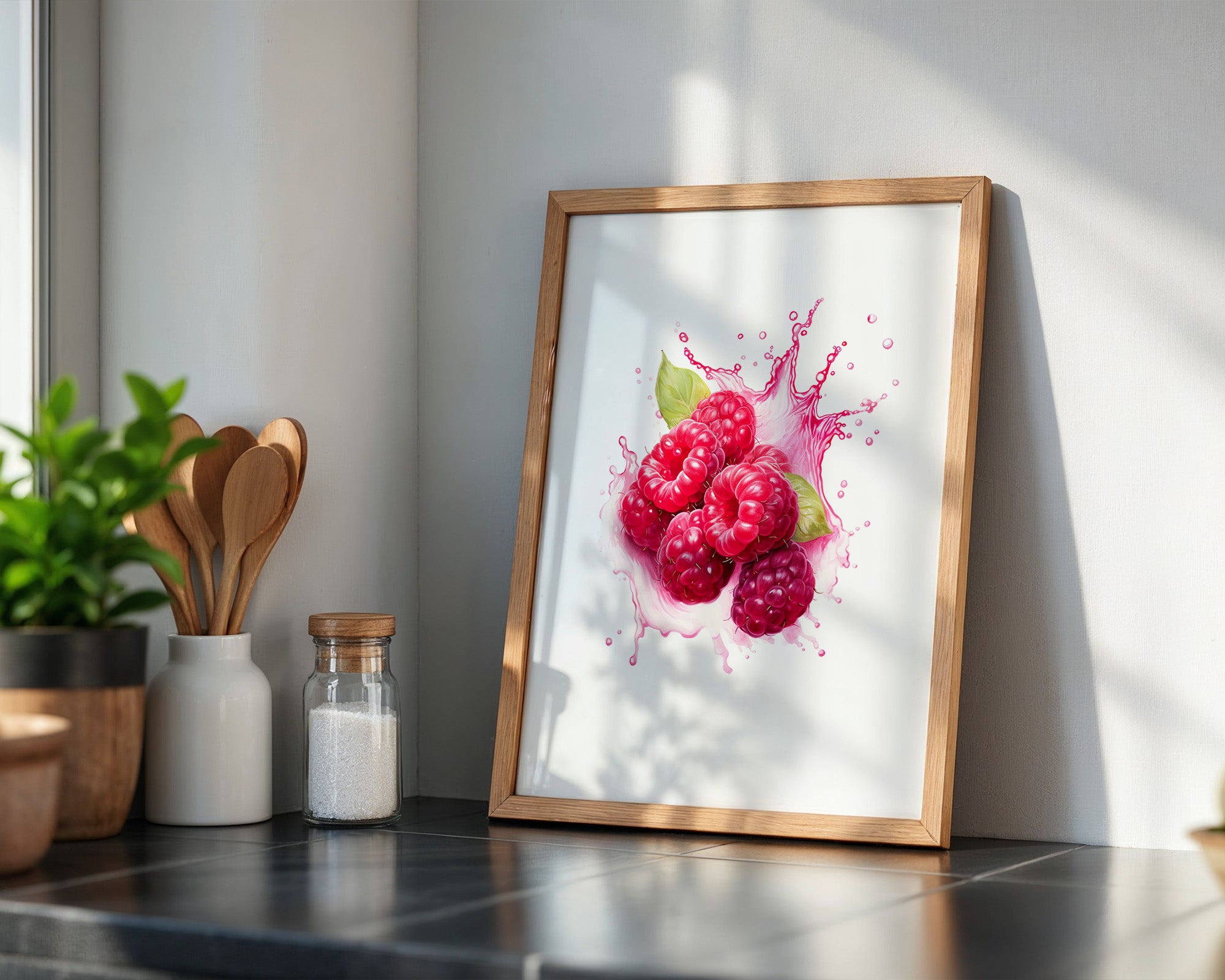 Himbeeren Spritzer Aquarell