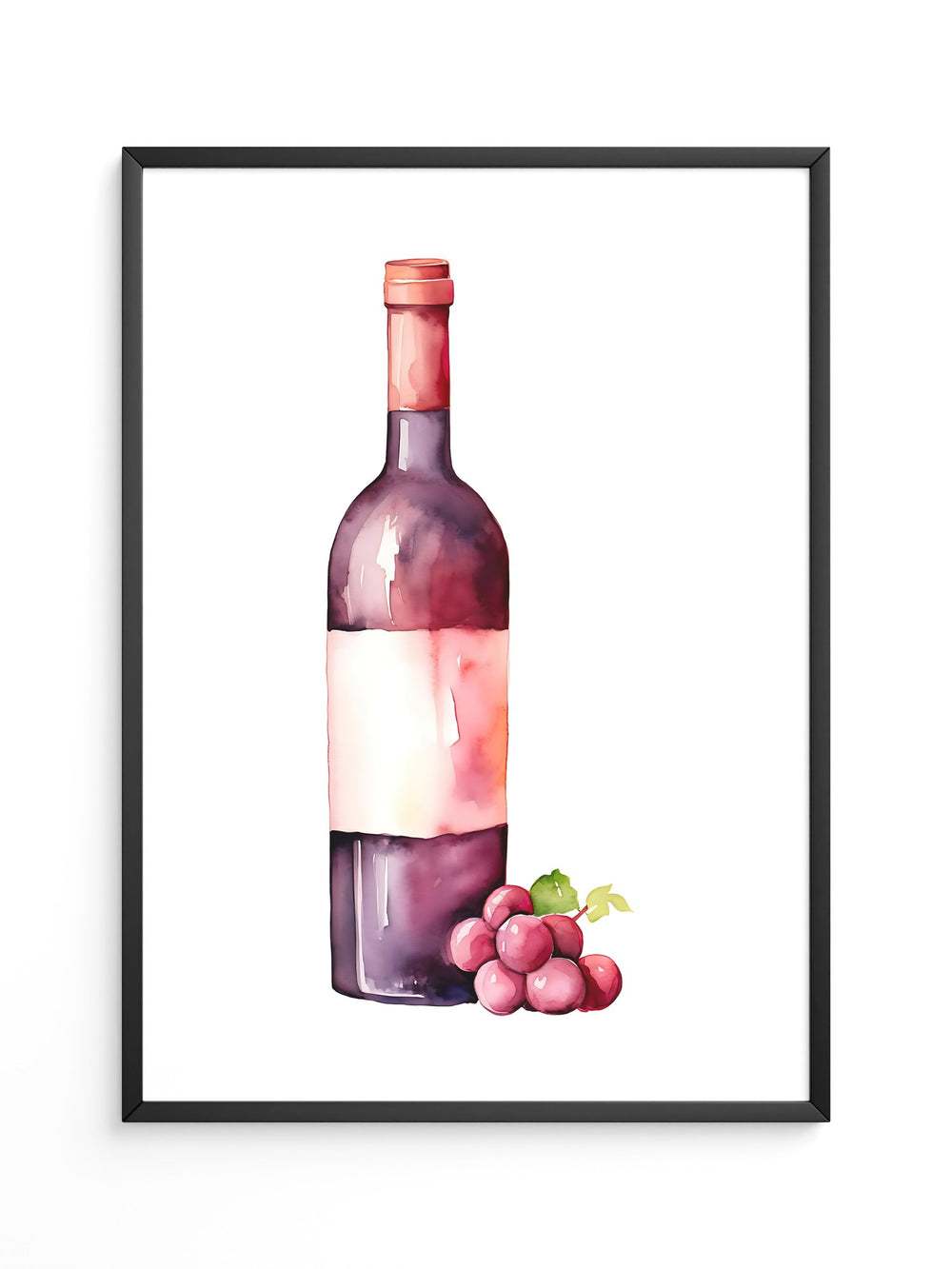 Weinflasche mit Trauben Aquarell