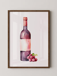 Weinflasche mit Trauben Aquarell