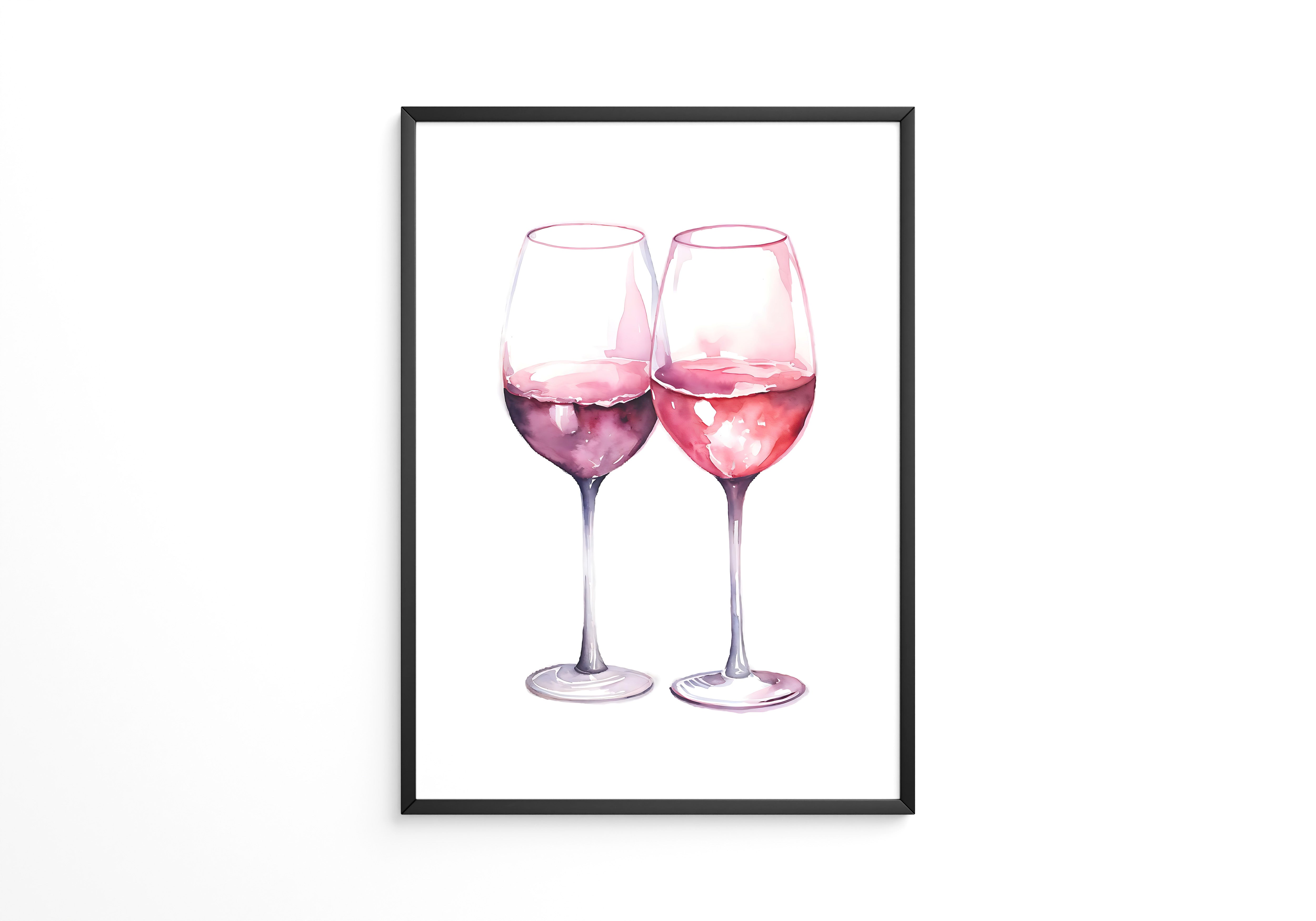 Weingläser Aquarell rot-rosa