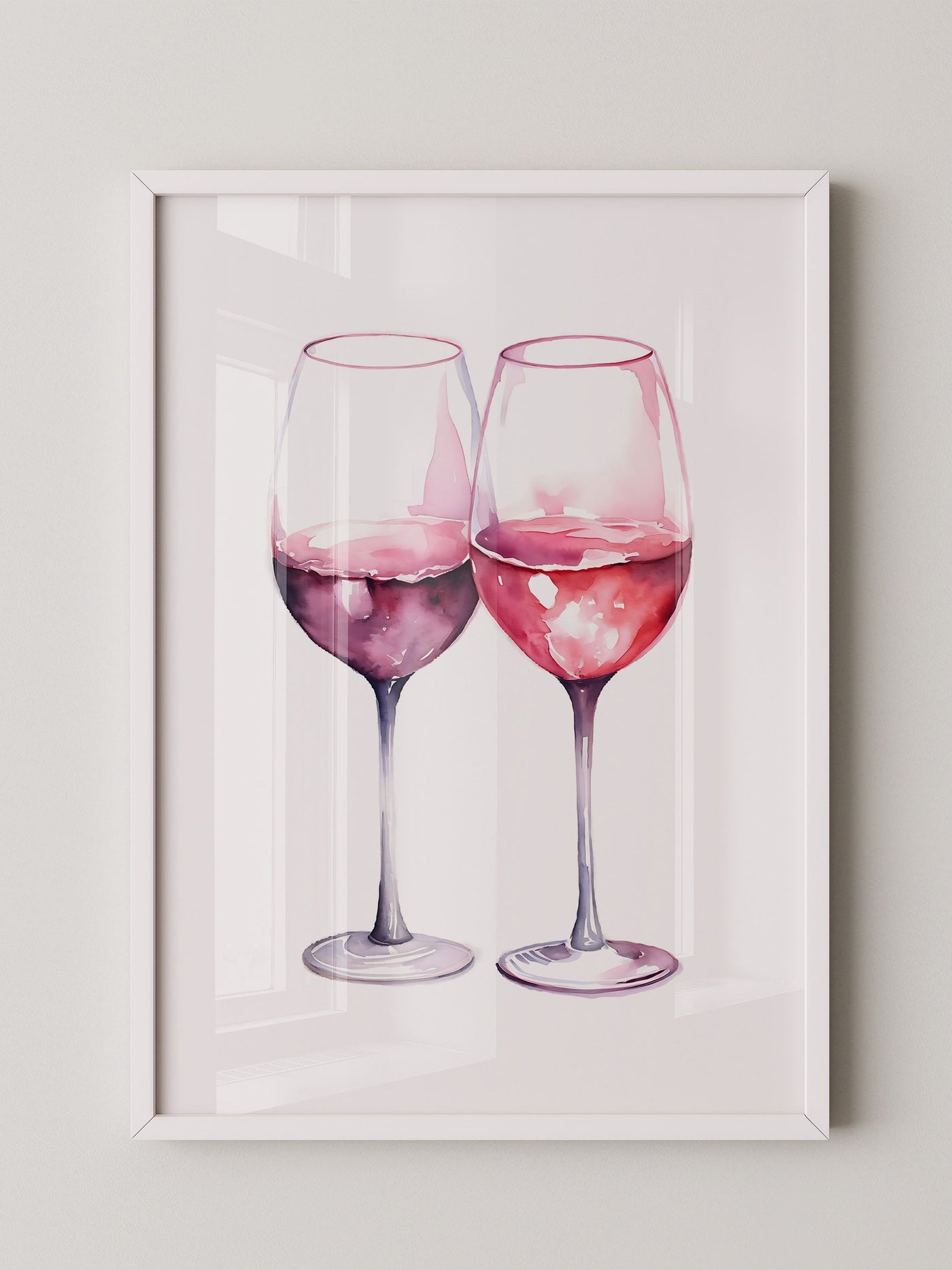 Weingläser Aquarell rot-rosa